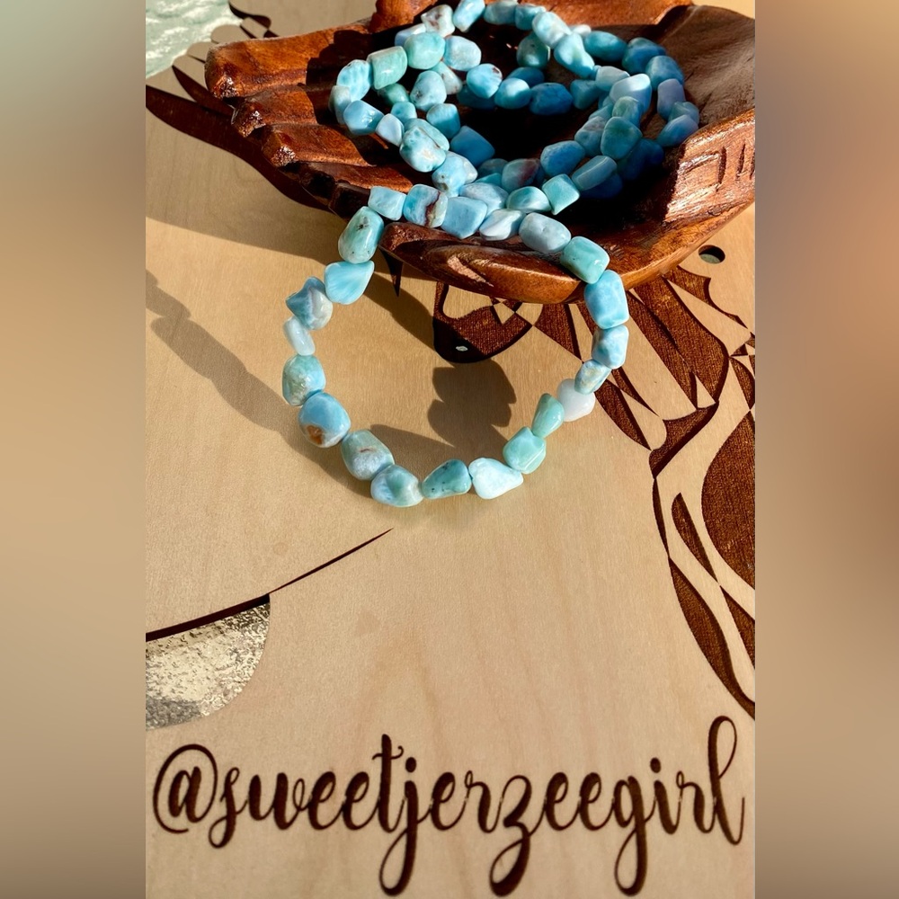 Blue Dominican  Larimar Atlantis Stone Tumbled Stone Bracelet